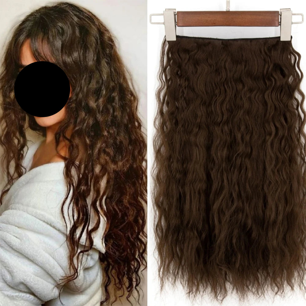 Model Using 5clips Long Curly Clips One Piece Synthetic Hair Extension