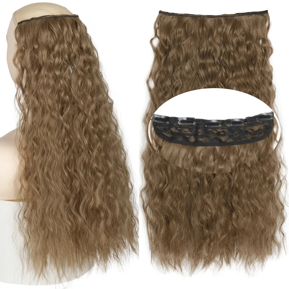Brown 5clips Long Curly Clips One Piece Synthetic Hair Extension