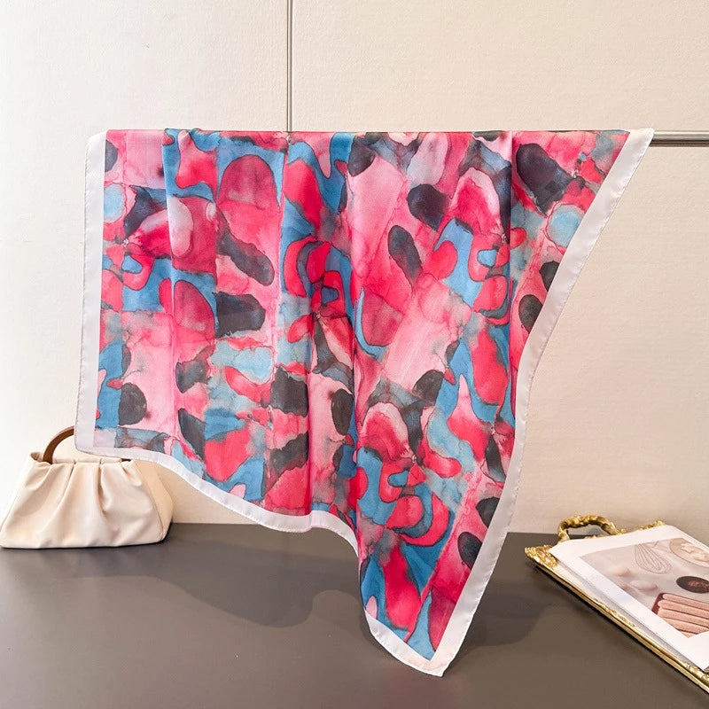 Pink 70cm Silk Luxury Printing Square Scarf