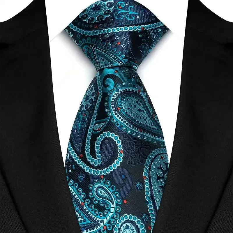 Green 8CM Red Blue Paisley Polyester Cravat Neckties