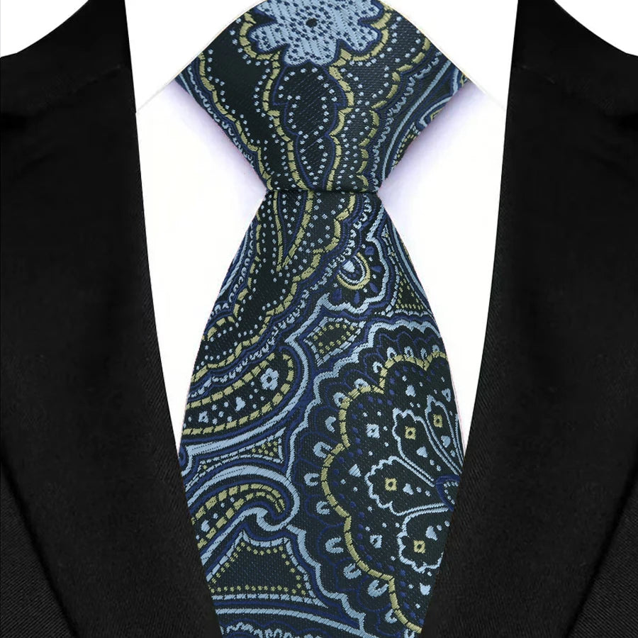 Blue 8CM Red Blue Paisley Polyester Cravat Neckties