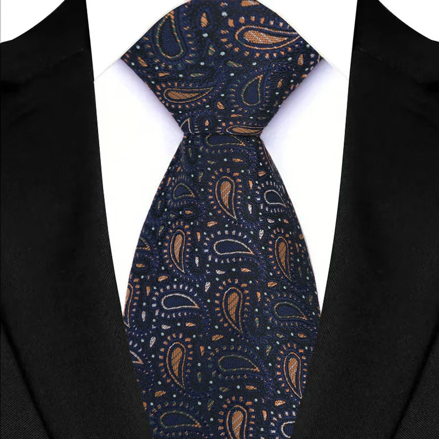 Blue 8CM Red Blue Paisley Polyester Cravat Neckties