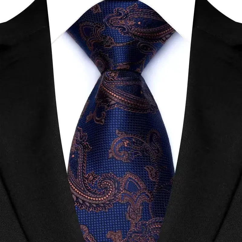 Blue 8CM Red Blue Paisley Polyester Cravat Neckties