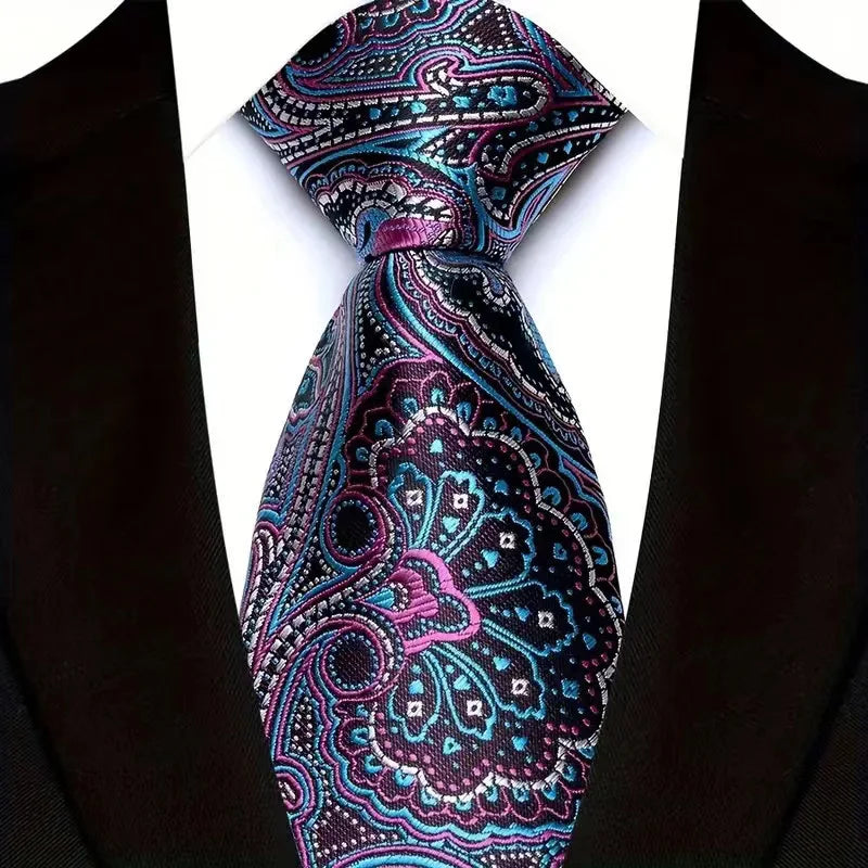 Blue 8CM Red Blue Paisley Polyester Cravat Neckties