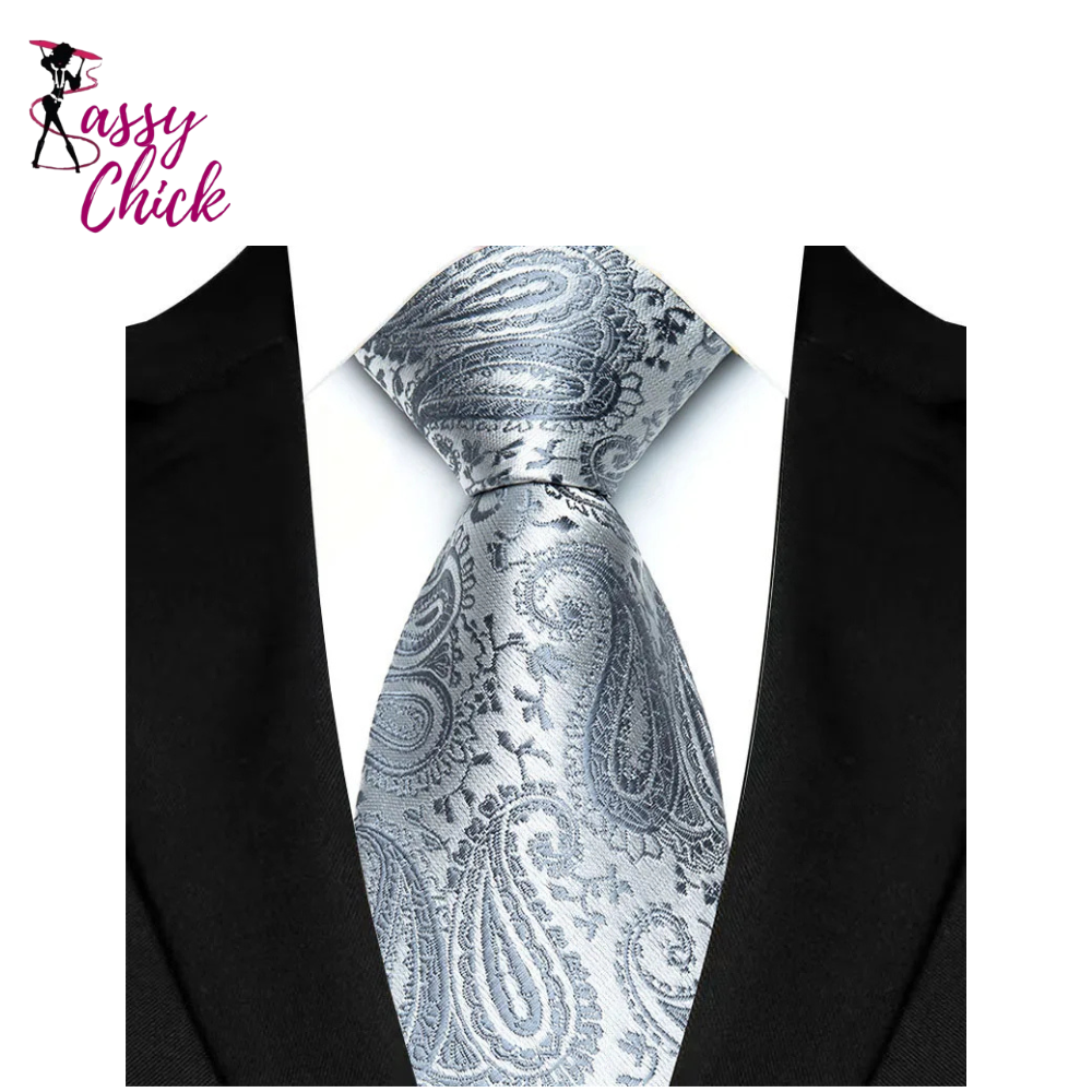 8cm Classic Polyester Plaid Paisley Tie Sassy Chick Logo
