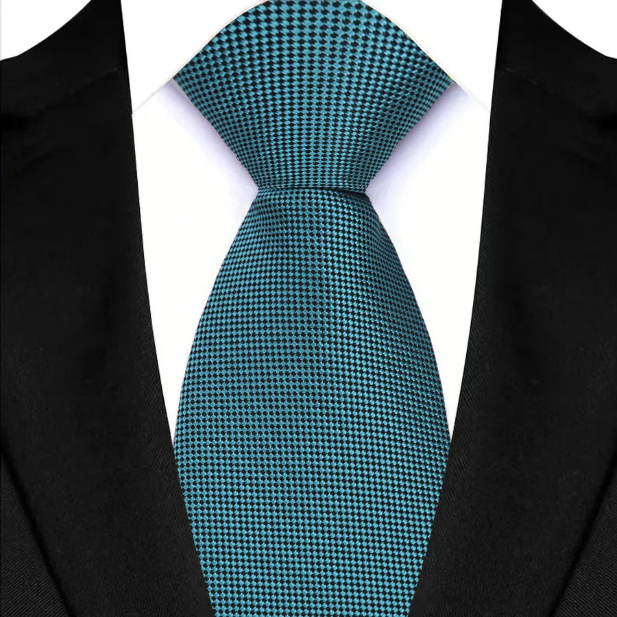 Green 8cm Classic Polyester Plaid Paisley Tie