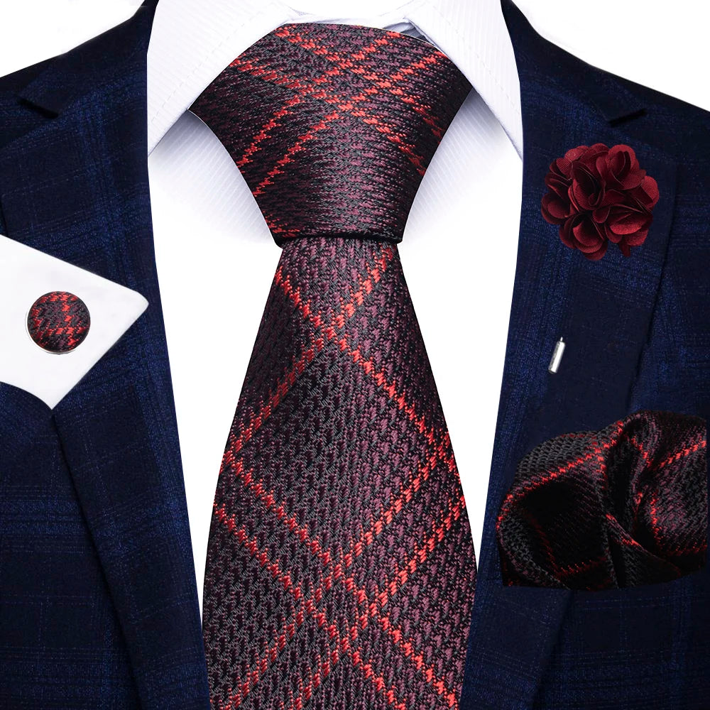 8cm Tie Handkerchief Cufflink Pin Necktie Set