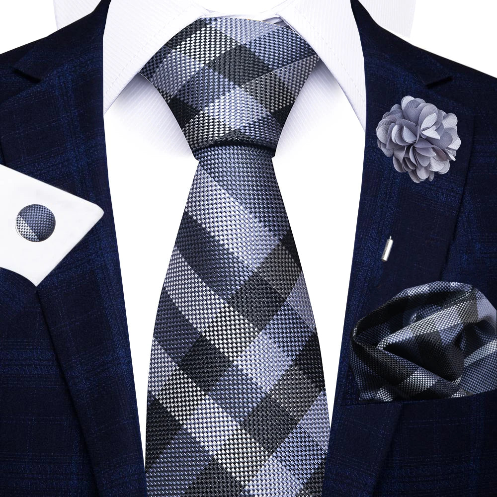 8cm Tie Handkerchief Cufflink Pin Necktie Set