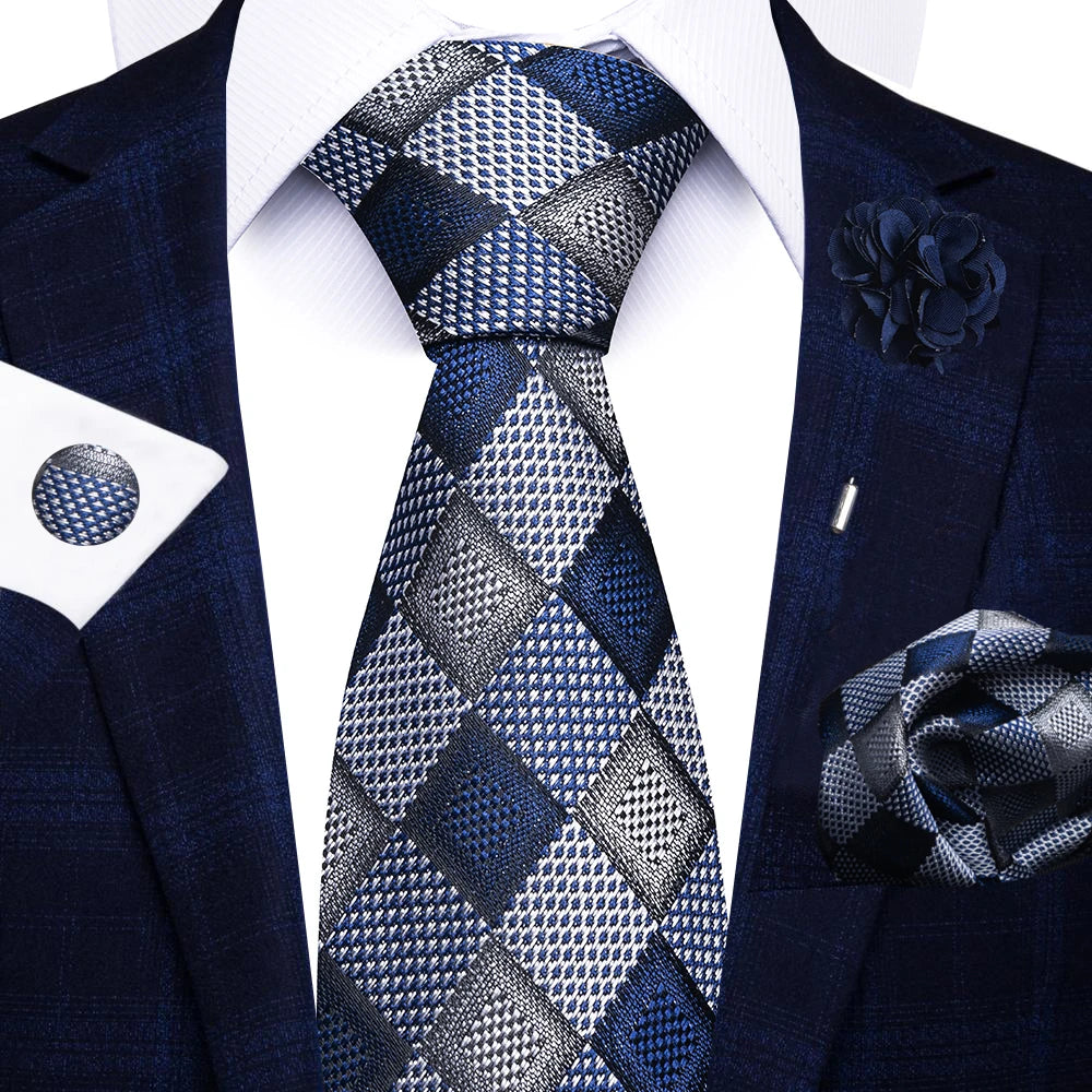 8cm Tie Handkerchief Cufflink Pin Necktie Set