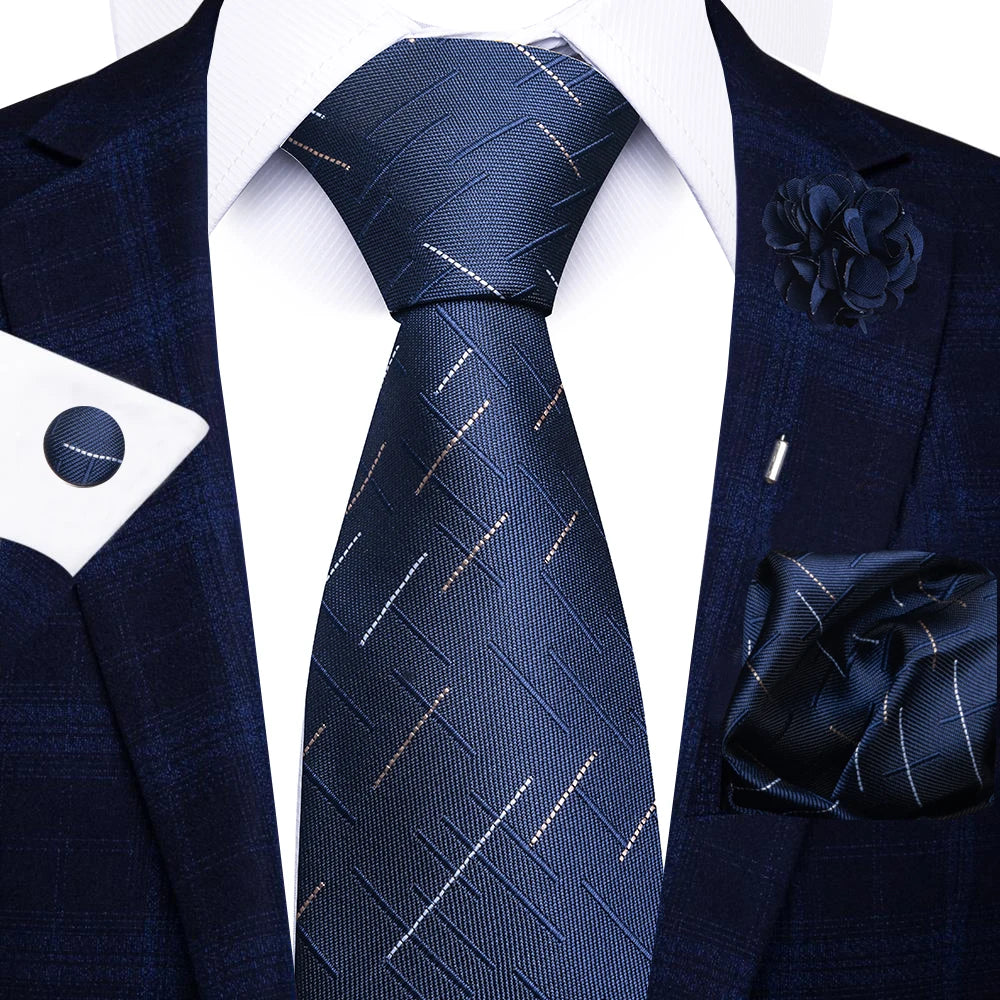 8cm Tie Handkerchief Cufflink Pin Necktie Set