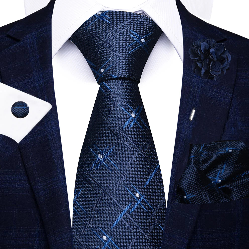 8cm Tie Handkerchief Cufflink Pin Necktie Set