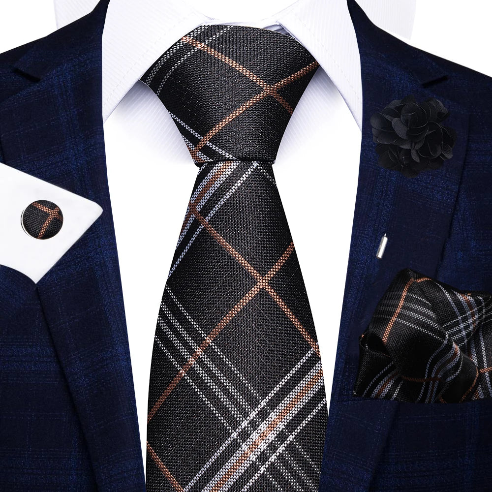 8cm Tie Handkerchief Cufflink Pin Necktie Set