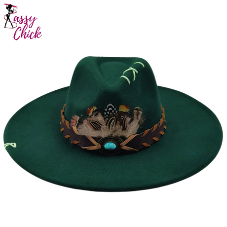 9.5cm Brim Suede Hat Sassy Chick Logo