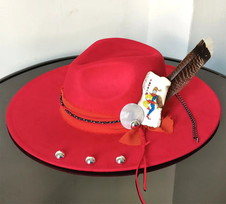 red suede hat