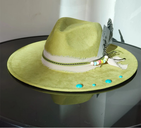 min green suede hat