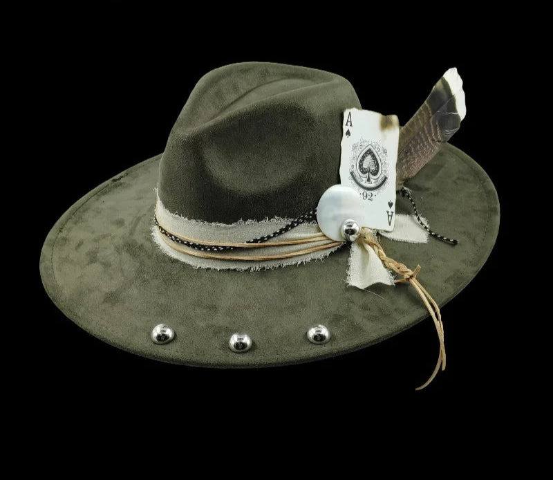 grey suede hat