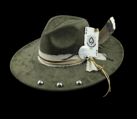 grey suede hat
