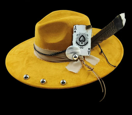 yellow suede hat