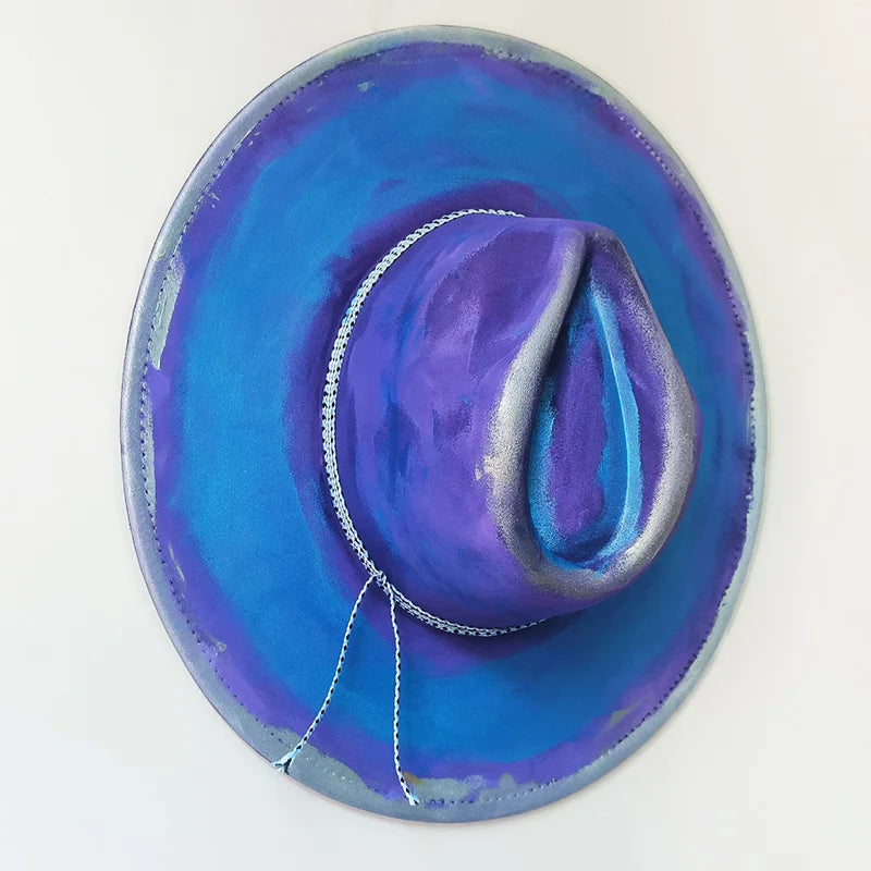 blue suede hat