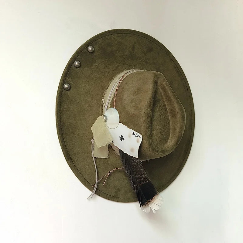 green suede hat