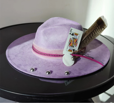 purple suede hat