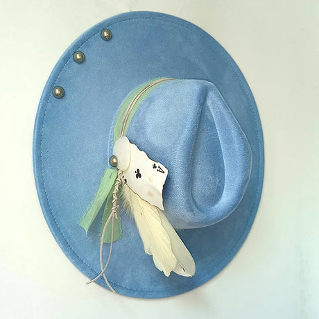 blue suede hat