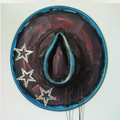 black blue suede hat