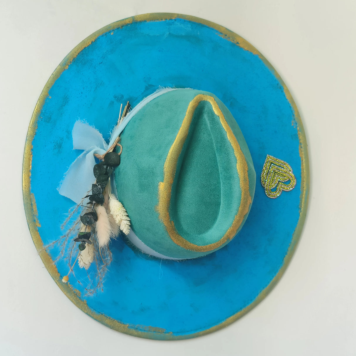 blue suede hat