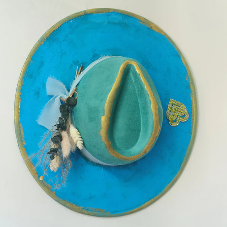 blue suede hat
