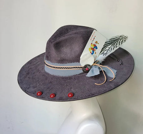 grey suede hat