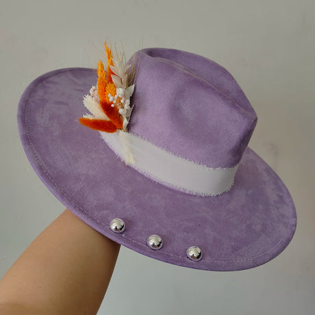 purple suede hat