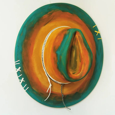 green orange suede hat