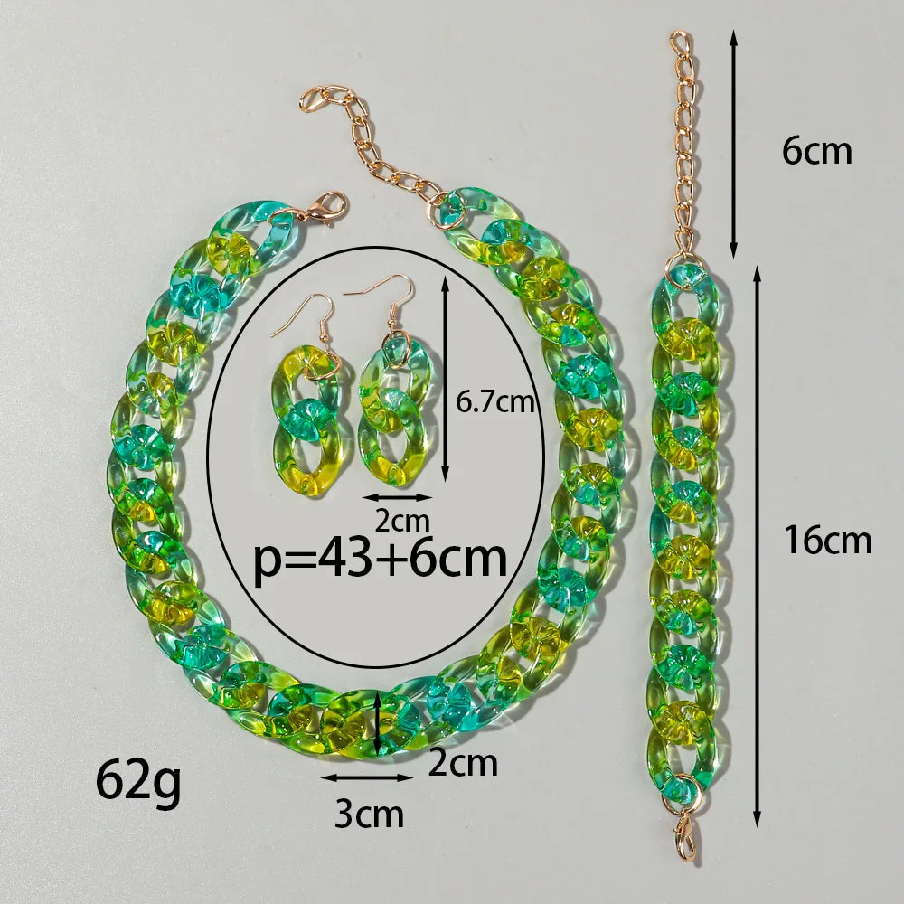 Size of Acrylic Color Transparent Gradient Jewelry Set