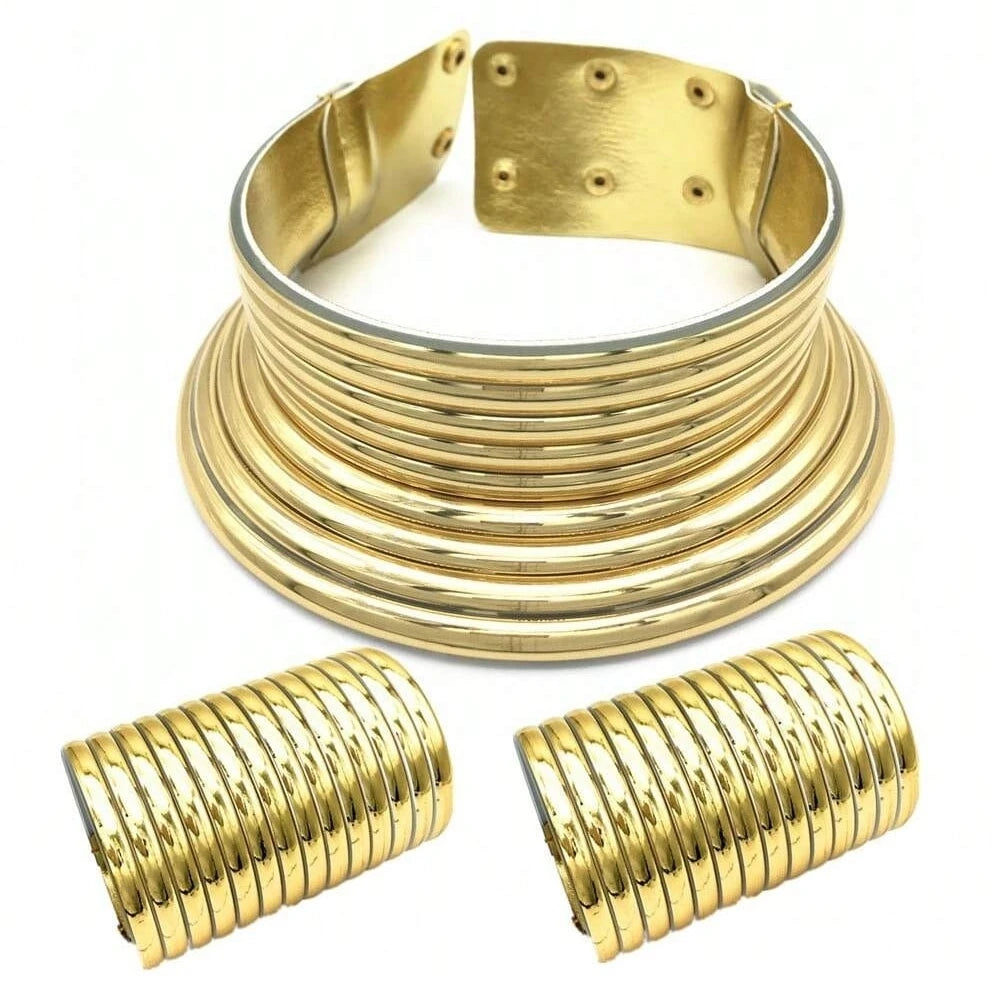 Gold Adjustable Torques Jewelry Set