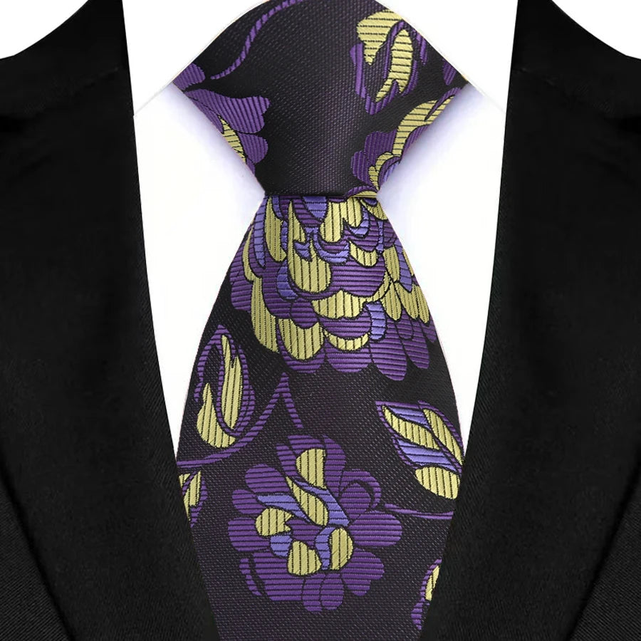 Black Violet Adult Luxury Floral Party Suit Accessories Neckties