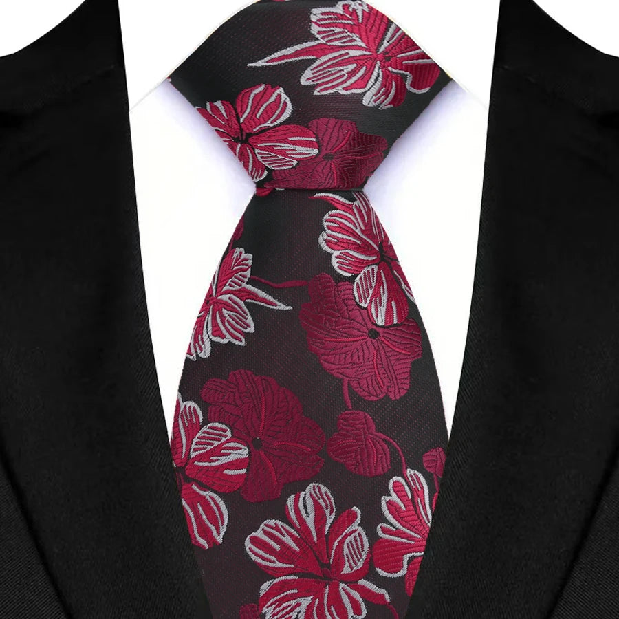 Red Black Adult Luxury Floral Party Suit Accessories Neckties