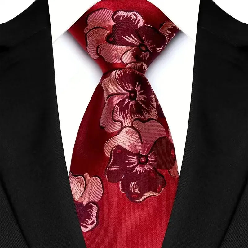 Red Adult Luxury Floral Party Suit Accessories Neckties