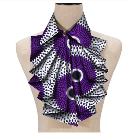 African Collars Blouse Bow white purple