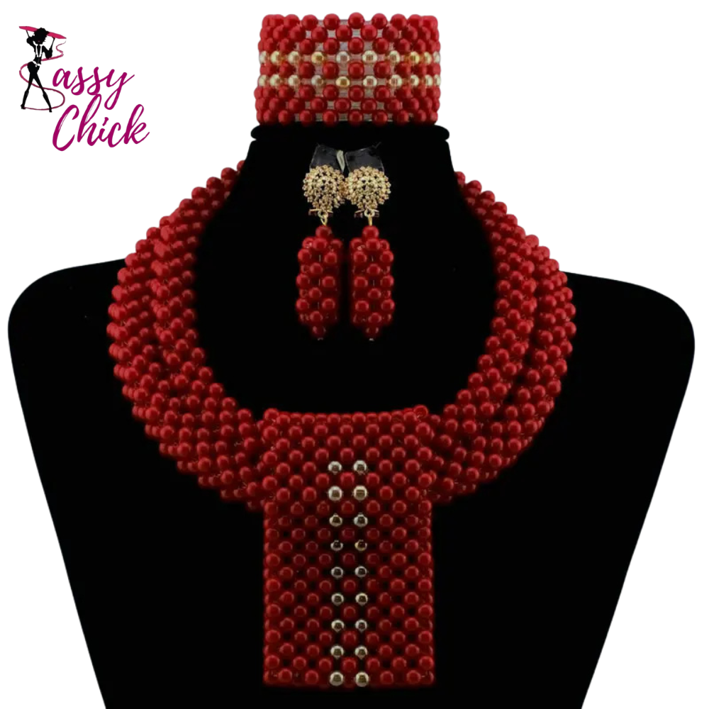 African Beads Crystal Multi layer Jewelry Sets Sassy Chick Logo