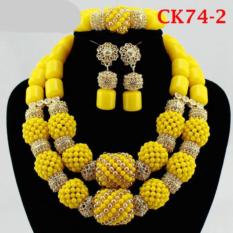 Yellow african bead jewelry set