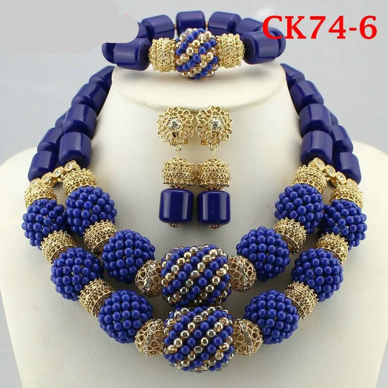 blue african bead jewelry set