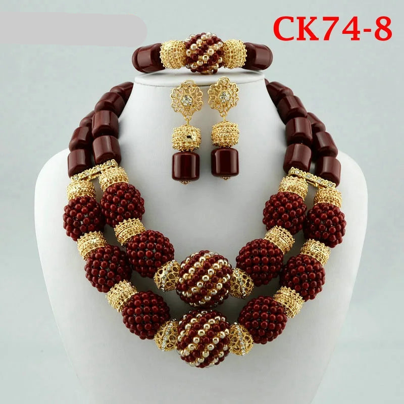 brown african bead jewelry set