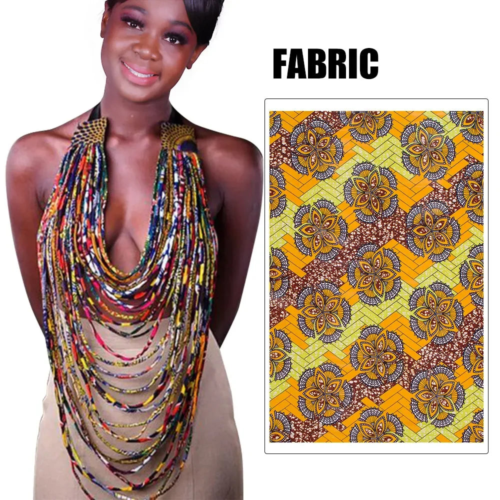 red yellow African Bohemia Style Rope Chain Statement Necklace