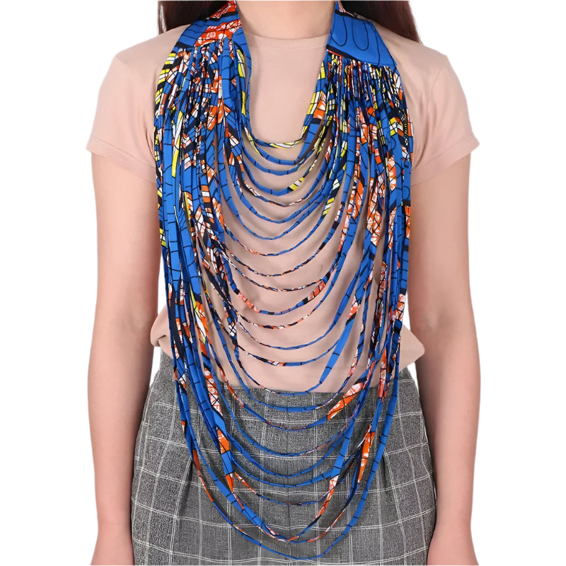 Blue African Bohemia Style Rope Chain Statement Necklace