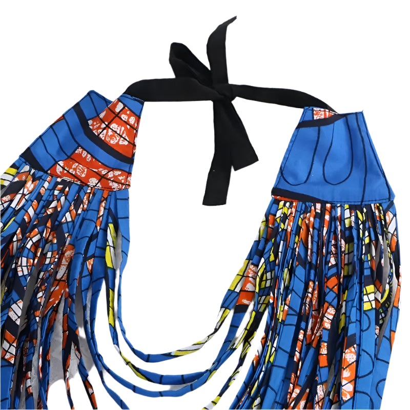 Blue African Bohemia Style Rope Chain Statement Necklace