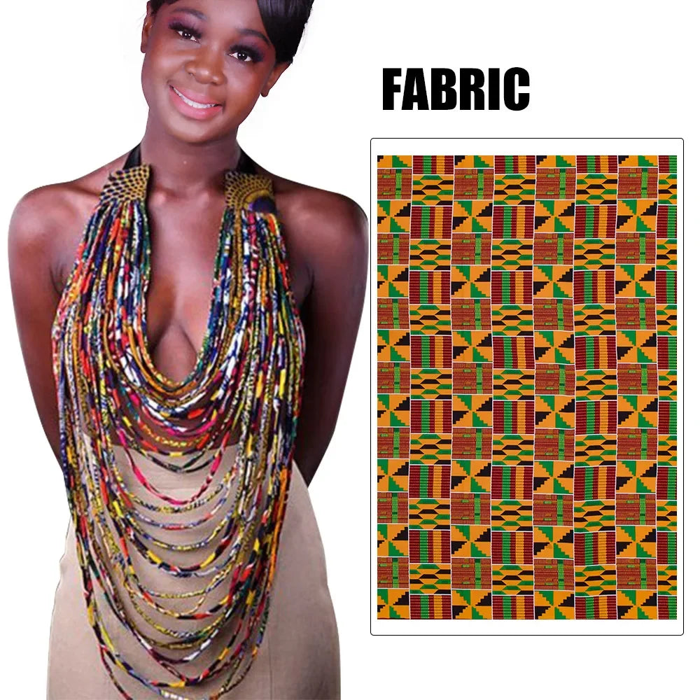 Orange green red African Bohemia Style Rope Chain Statement Necklace