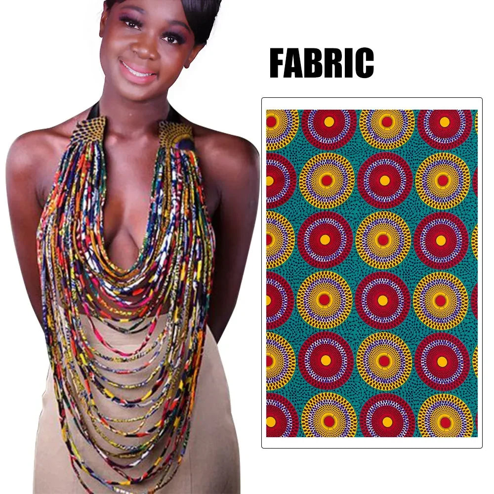 red yellow African Bohemia Style Rope Chain Statement Necklace