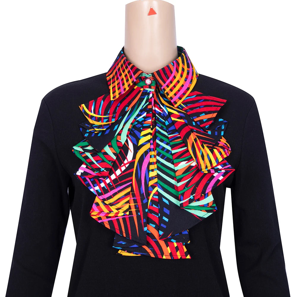 African Collars Blouse Bow multi color