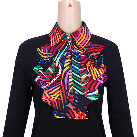 African Collars Blouse Bow multi color