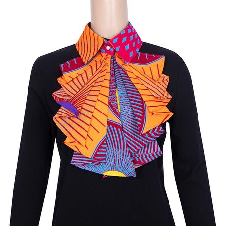 African Collars Blouse Bow orangered